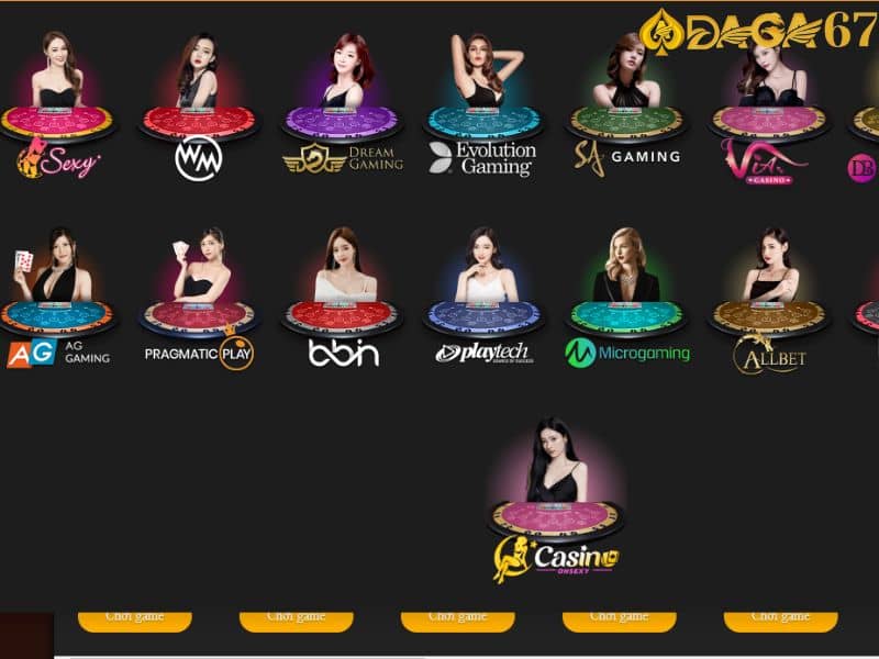 Casino trực tuyến DAGA67 gồm nhiều sảnh cược nhỏ