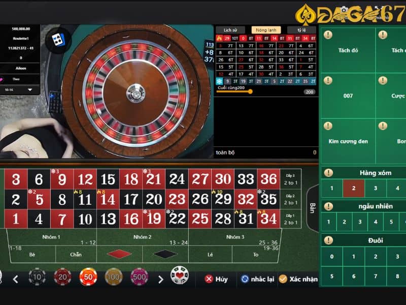 Roulette tại DAGA67 tổ chức nhiều bàn live độc lập