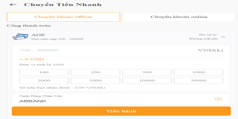 Nạp tiền qua chuyển tiền nhanh Nạp tiền qua chuyển tiền nhanh