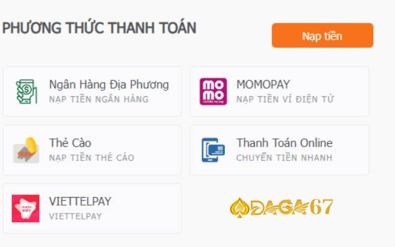 Nạp tiền để bắt đầu tham gia các trò chơi Nạp tiền để bắt đầu tham gia các trò chơi